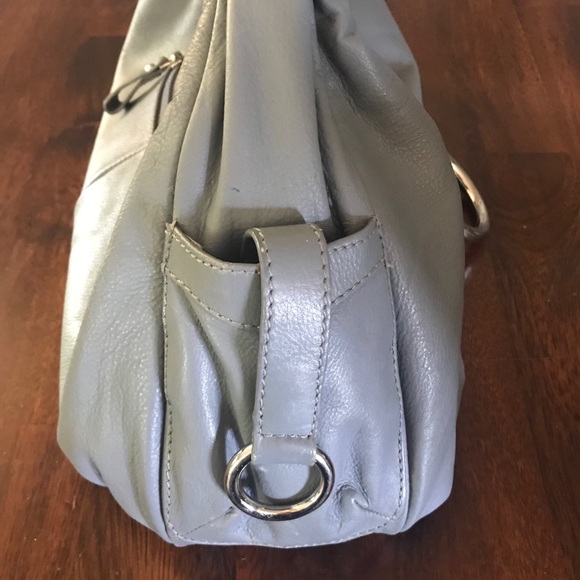 Italian Gray Leather Michael Rome Slouch Satchel Purse - Picture 7 of 16